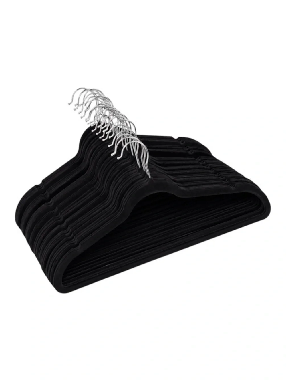 20 Black Felt Hangers with Silver Hooks